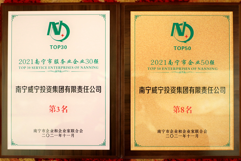 南寧威寧集團獲2021南寧企業(yè)50強、南寧服務(wù)業(yè)企業(yè)30強.JPG
